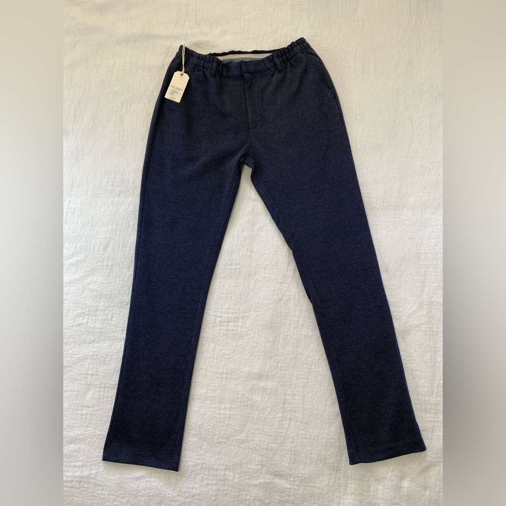 Civil Society Brooklyn Mens Pants 34x32 Navy Pin Dot Slim Tapered Stretch Waist